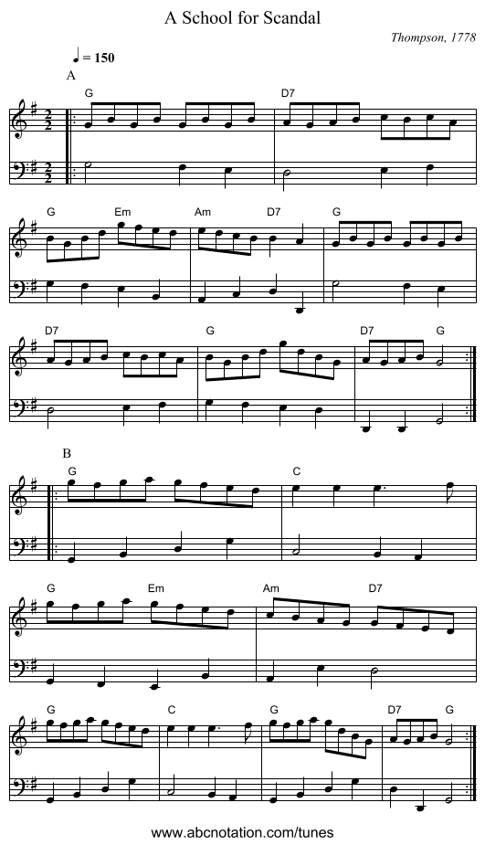 A School for Scandal - staff notation