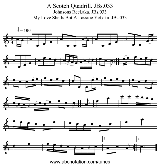 A Scotch Quadrill. JBs.033 - staff notation