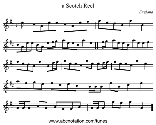 a Scotch Reel - staff notation