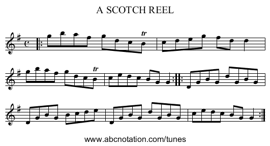 A SCOTCH REEL - staff notation