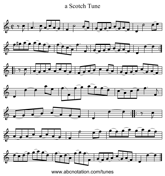 a Scotch Tune - staff notation