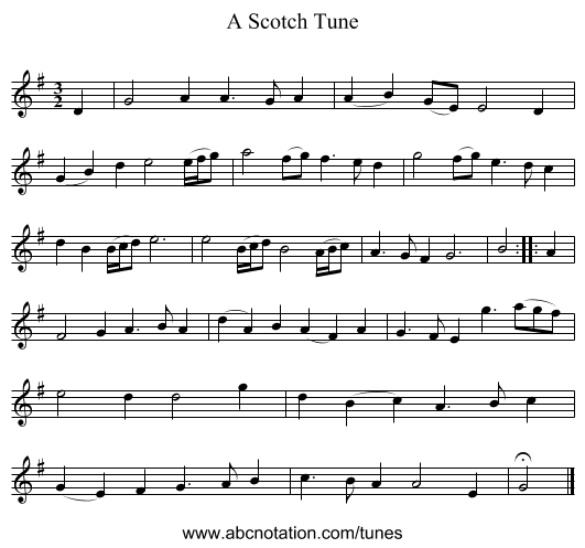 A Scotch Tune - staff notation