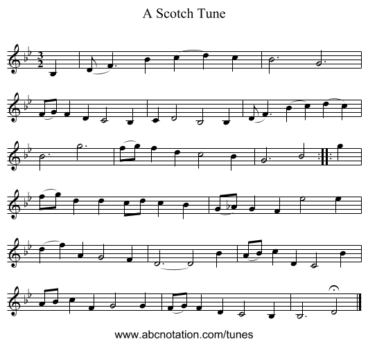 A Scotch Tune - staff notation