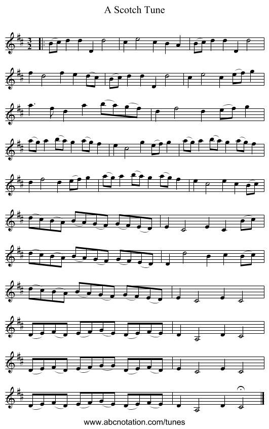 A Scotch Tune - staff notation