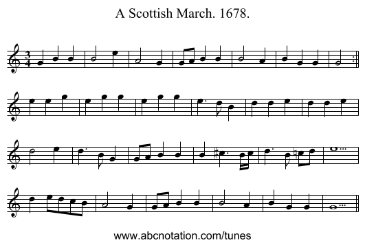 A Scottish March. 1678. - staff notation