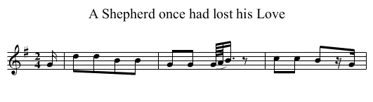 A Shepherd once had lost his Love - staff notation
