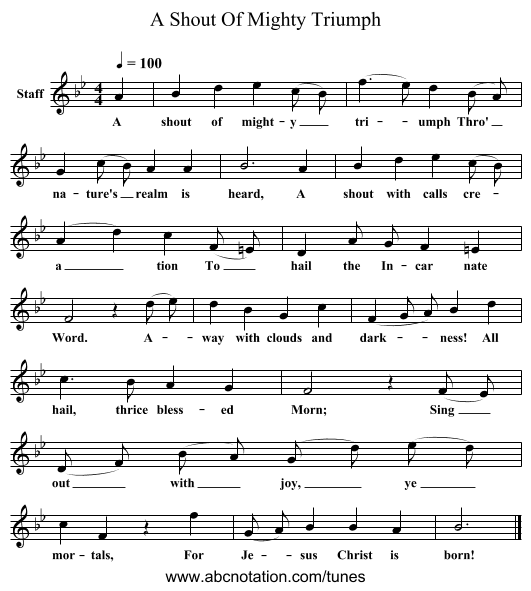 A Shout Of Mighty Triumph - staff notation