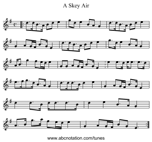 A Skey Air - staff notation