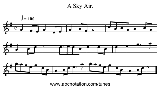 A Sky Air. - staff notation