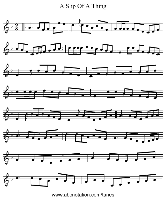 A Slip Of A Thing - staff notation