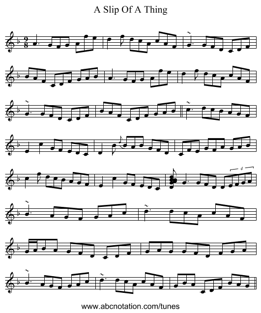 A Slip Of A Thing - staff notation