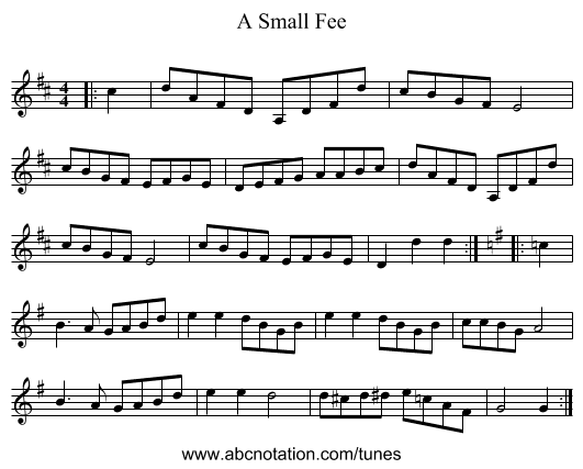 A Small Fee - staff notation