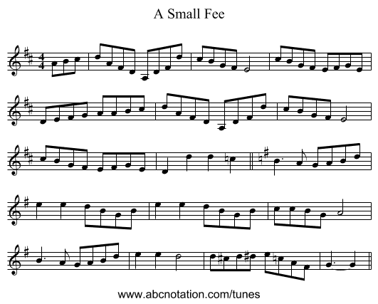 A Small Fee - staff notation