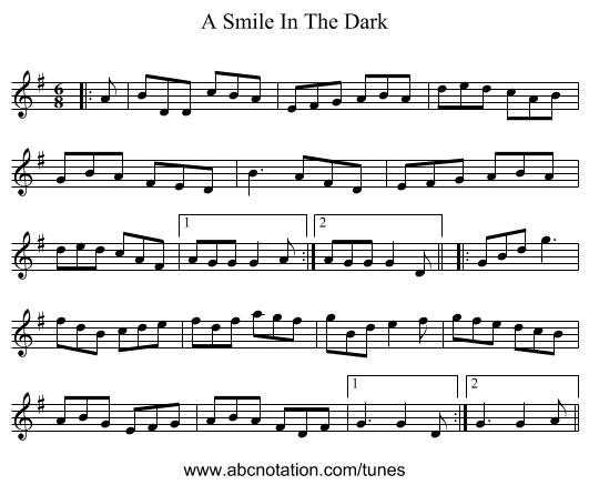 A Smile In The Dark - staff notation
