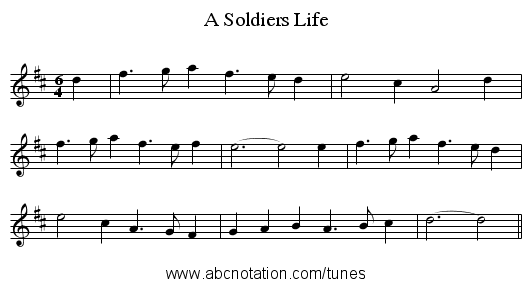 A Soldiers Life - staff notation