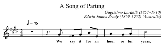 A Song of Parting - staff notation