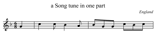 a Song tune in one part - staff notation
