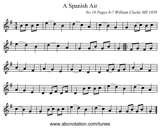 A Spanish Air - staff notation