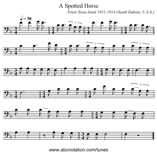 A Spotted Horse - staff notation