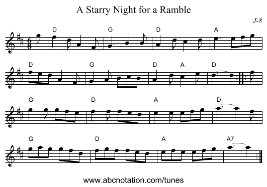 A Starry Night for a Ramble - staff notation