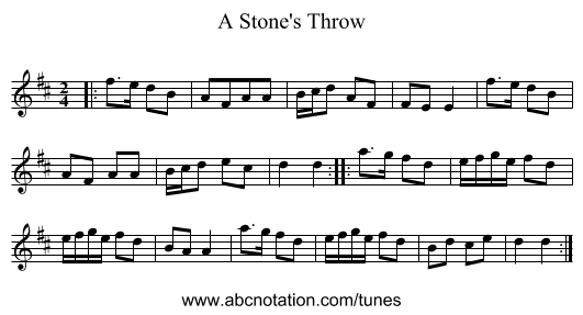A Stone's Throw - staff notation