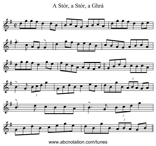 A Stór, a Stór, a Ghrá - staff notation