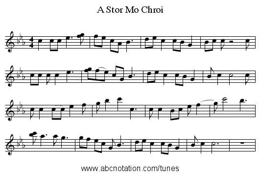 A Stor Mo Chroi - staff notation