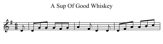 A Sup Of Good Whiskey - staff notation