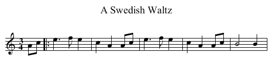 A Swedish Waltz - staff notation