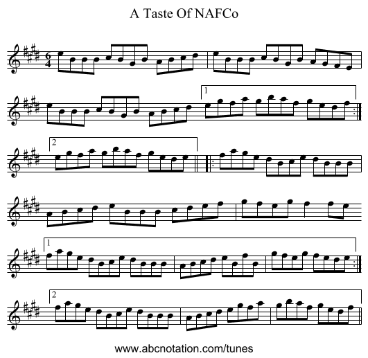 A Taste Of NAFCo - staff notation