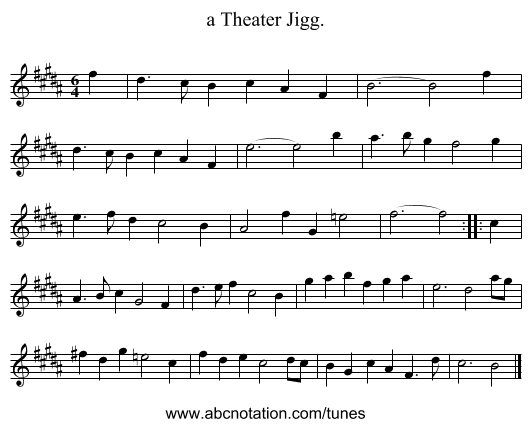 a Theater Jigg. - staff notation