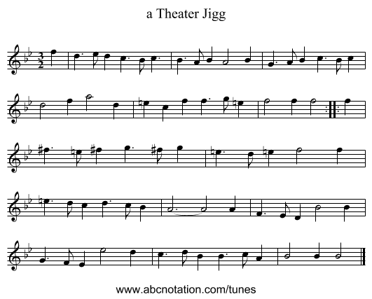 a Theater Jigg - staff notation