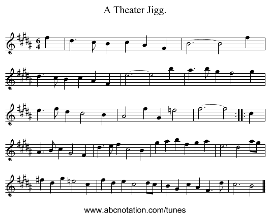 A Theater Jigg. - staff notation