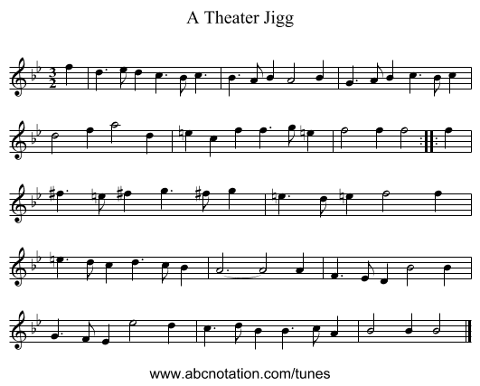 A Theater Jigg - staff notation