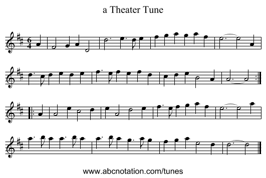a Theater Tune - staff notation
