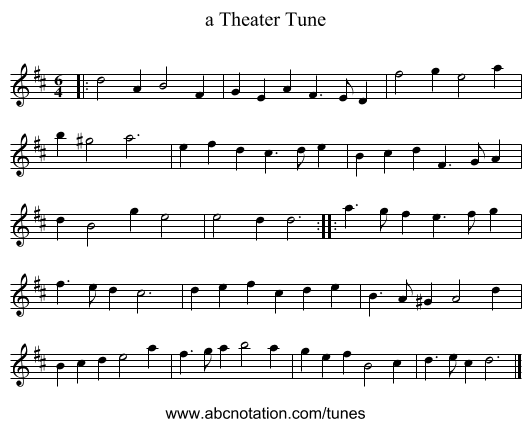a Theater Tune - staff notation