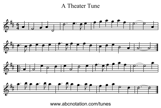 A Theater Tune - staff notation