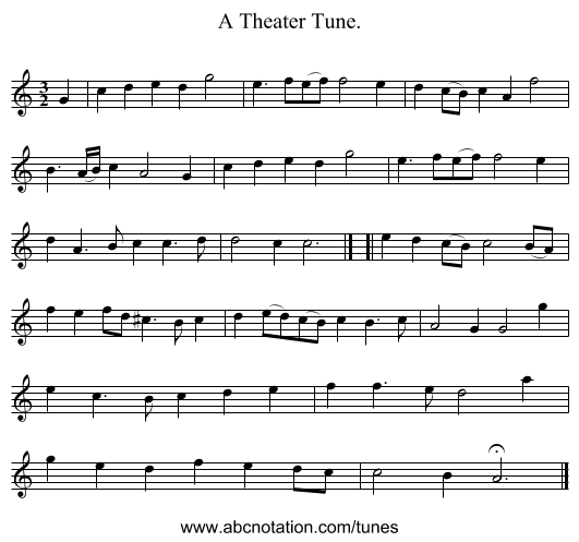 A Theater Tune. - staff notation