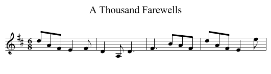 A Thousand Farewells - staff notation