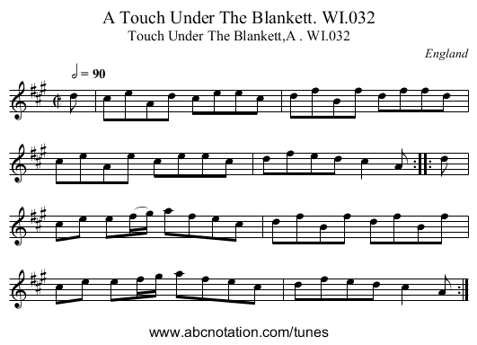 A Touch Under The Blankett. WI.032 - staff notation