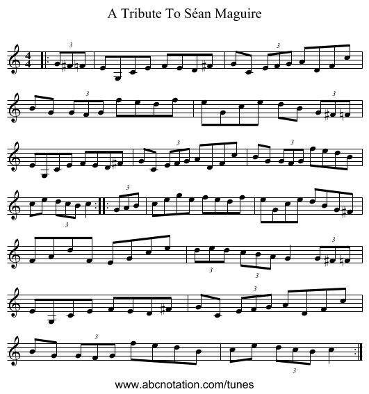 A Tribute To Séan Maguire - staff notation