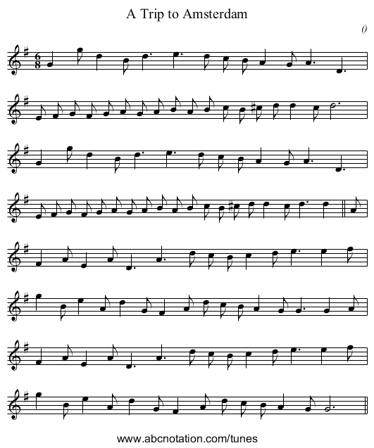 A Trip to Amsterdam - staff notation