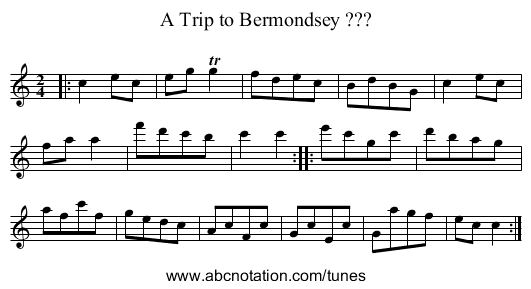A Trip to Bermondsey ??? - staff notation