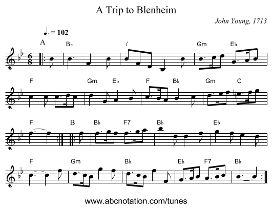 A Trip to Blenheim - staff notation