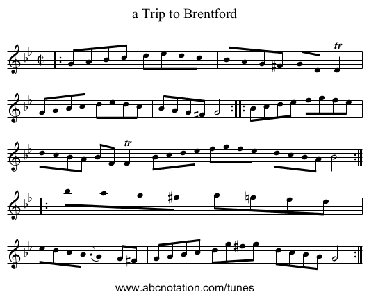 a Trip to Brentford - staff notation