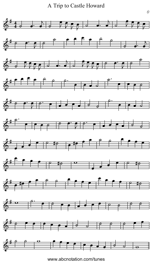 A Trip to Castle Howard - staff notation