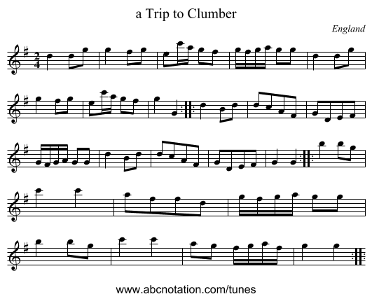 a Trip to Clumber - staff notation