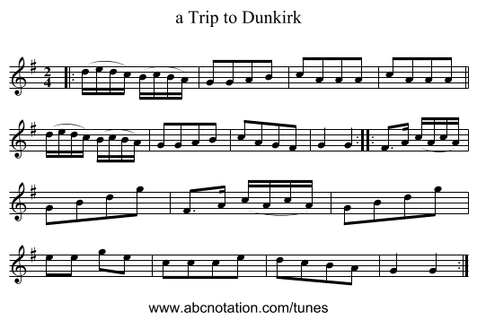 a Trip to Dunkirk - staff notation