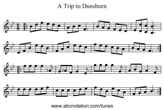 A Trip to Dunsburn - staff notation