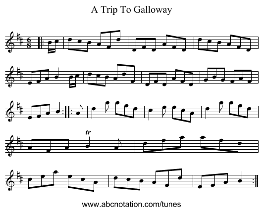 A Trip To Galloway - staff notation